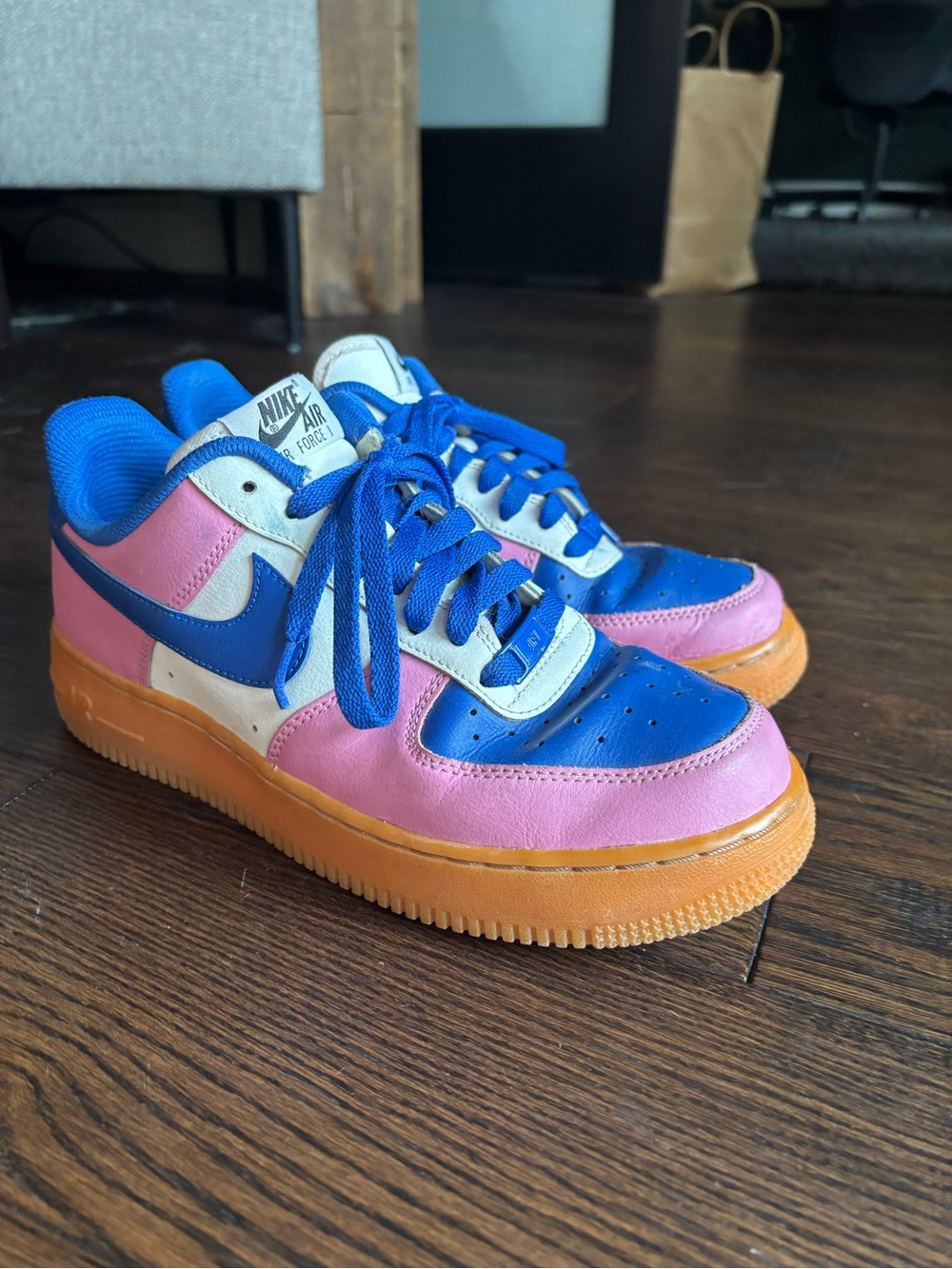 Nike Air Force 1 Low - Blue, Pink & Orange Gum Sole - Picture 3 of 6